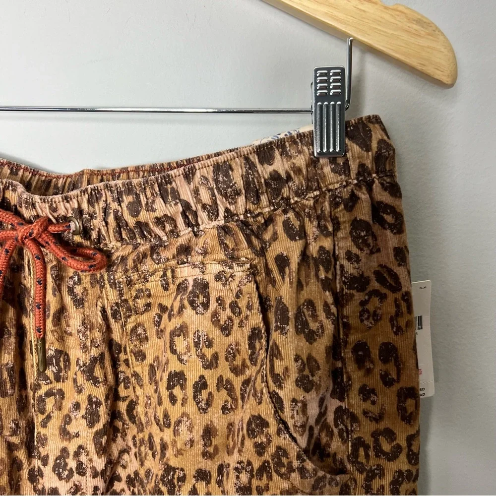 Anthropologie Brown Leopard Print Drawstring Pants